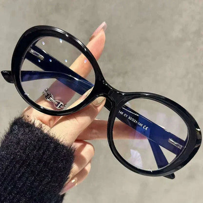 CLLOIO New Fashion Oval Transparent Frame For Women Anti Blue Light Reading Glasses Myopia Customizable Prescription Eyeglasses