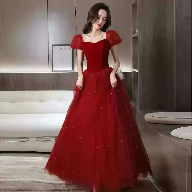 Elegant Evening Dress Long Prom Gowns High Waist Lace-up Back Party Dresses
