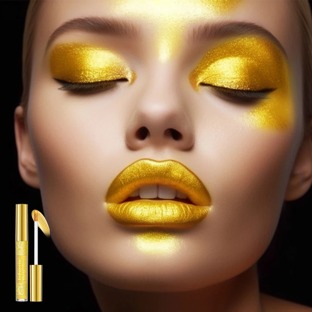 Golden Bar Luxury Lipstick Timeless Velvety Smooth Finish Intense Color Stay Smudge-Proof & Waterproof Valentines Day Gift for H - Kimlud
