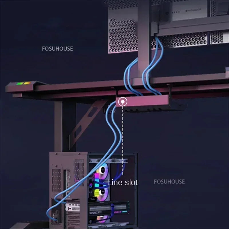 Modern E-sports Table Home Study Room Office Computer Table Office Furniture Internet Cafe Gaming Desk With RGB Atmosphere Light - Kimlud