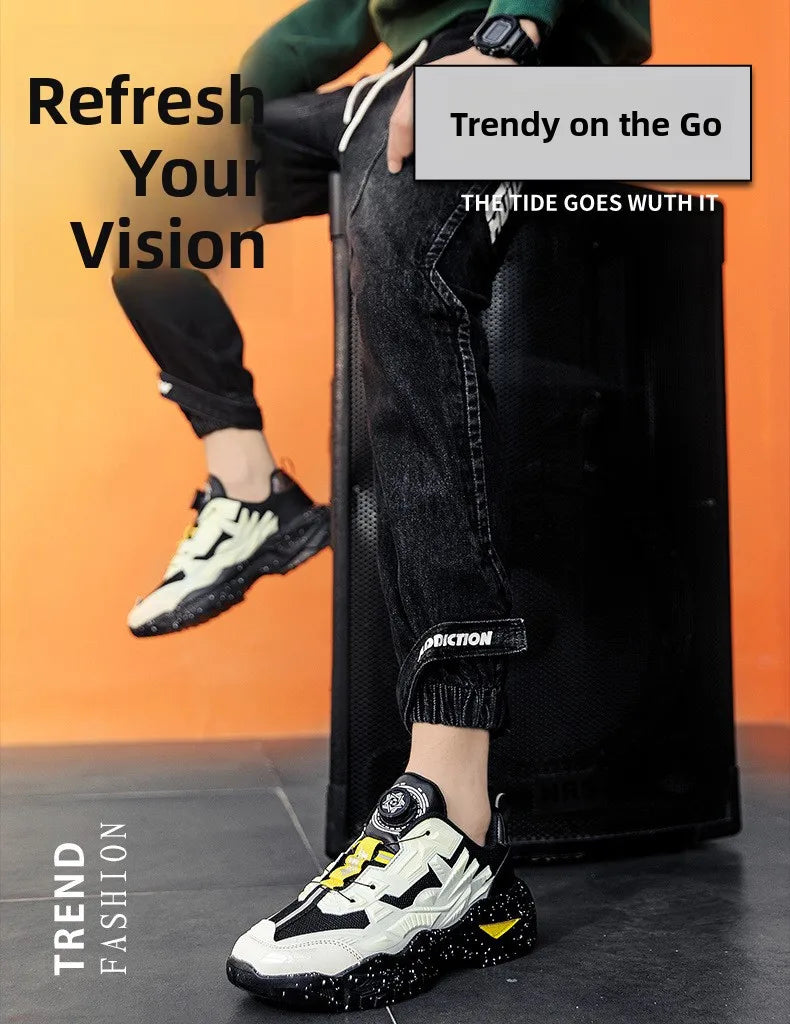 Men's Sports Shoes Hot Sale Of The Season Autumn Thick Bottom Casual Dad Shoes Hong Kong Style Breathable Mesh Upper Rubber O... - Kimlud