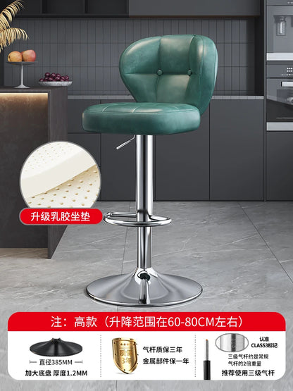 Leather Luxury Designer Bar Stools Minimalist Nordic Counter Gaming Bar Chairs With Back Comfortable Cadeira Trendy Furniture - Kimlud