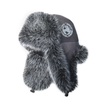 2025 New Men's 100% Natural Fake Fox Fur Bomber Hats Winter Russian Man Warm Faux Fox Fur Hat Male Fake Fur Caps