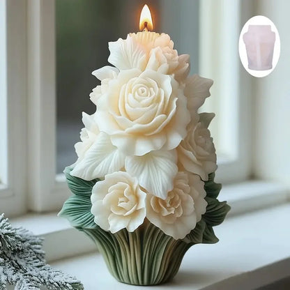 Rose tree candle mold, elegant white flower design, suitable for home decoration and ornaments, handicrafts and creative gifts. - Kimlud