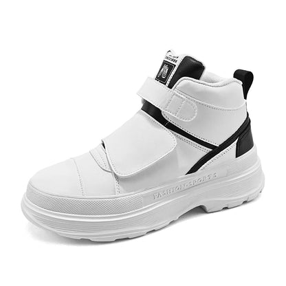 Autumn Men Casual Sneakers Leather Chunky Platform High-top Shoes Ankle Boots Magic Tape Sneakers Male Breathable Sport...