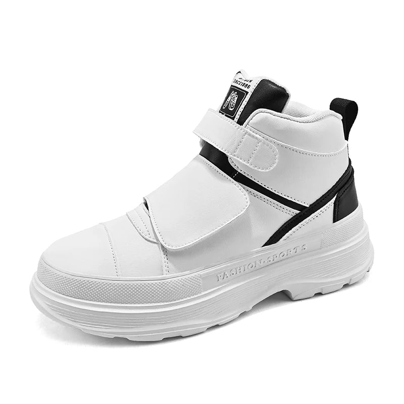 Autumn Men Casual Sneakers Leather Chunky Platform High-top Shoes Ankle Boots Magic Tape Sneakers Male Breathable Sport...