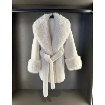 Faux Mink Fur Coat for Women,Covered Button Jacket,Casual Outwear,Adjustable Waist,Korean,Autumn and Winter,2025