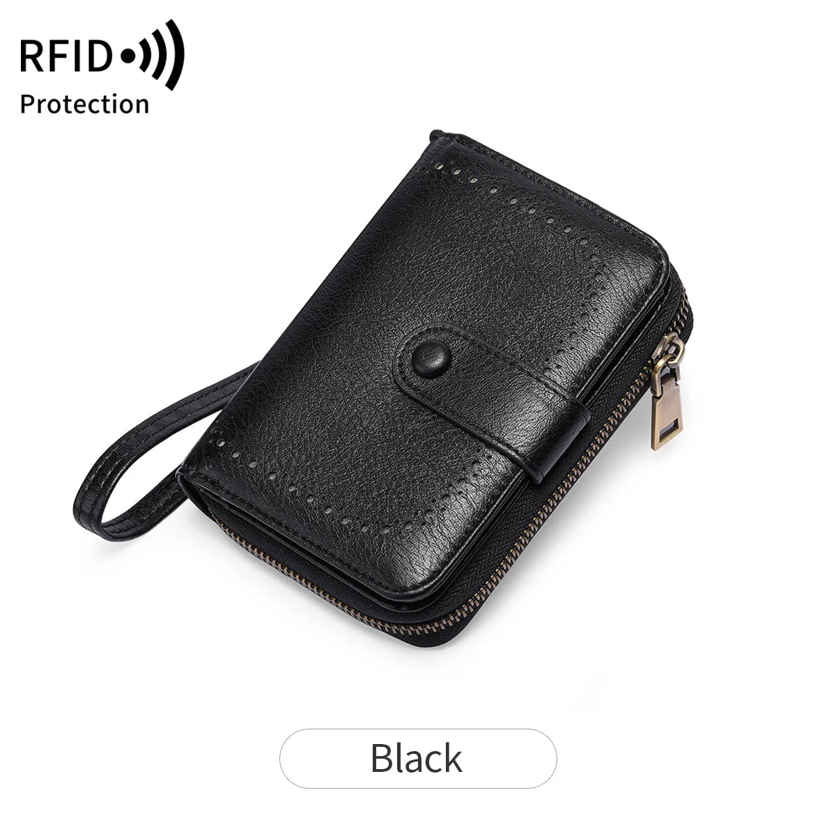 MIYIN Retro Large Capacity RFID Shielded Women's Short Wallet Multi Card Slot Organ Credit Card Bag Multi Functional Zero Wallet