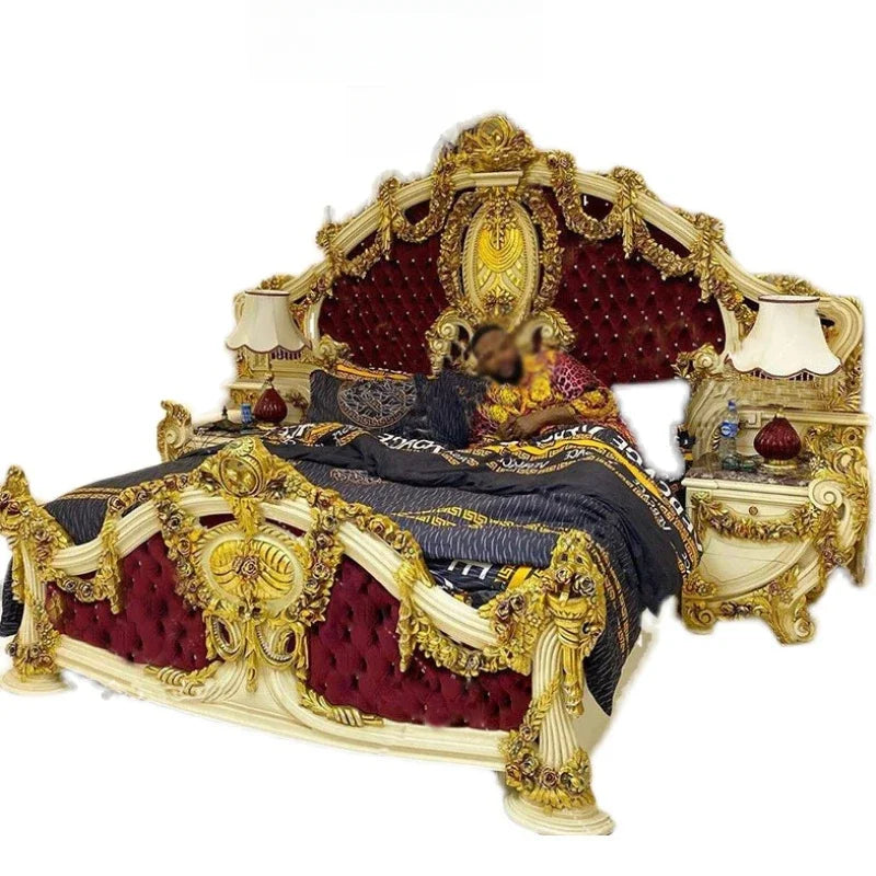 European Double Queen Bed Headboards Vintage Square Romantic Simple Trendy Unusual Bed Light Luxury Beliche Lounge Furniture - Kimlud