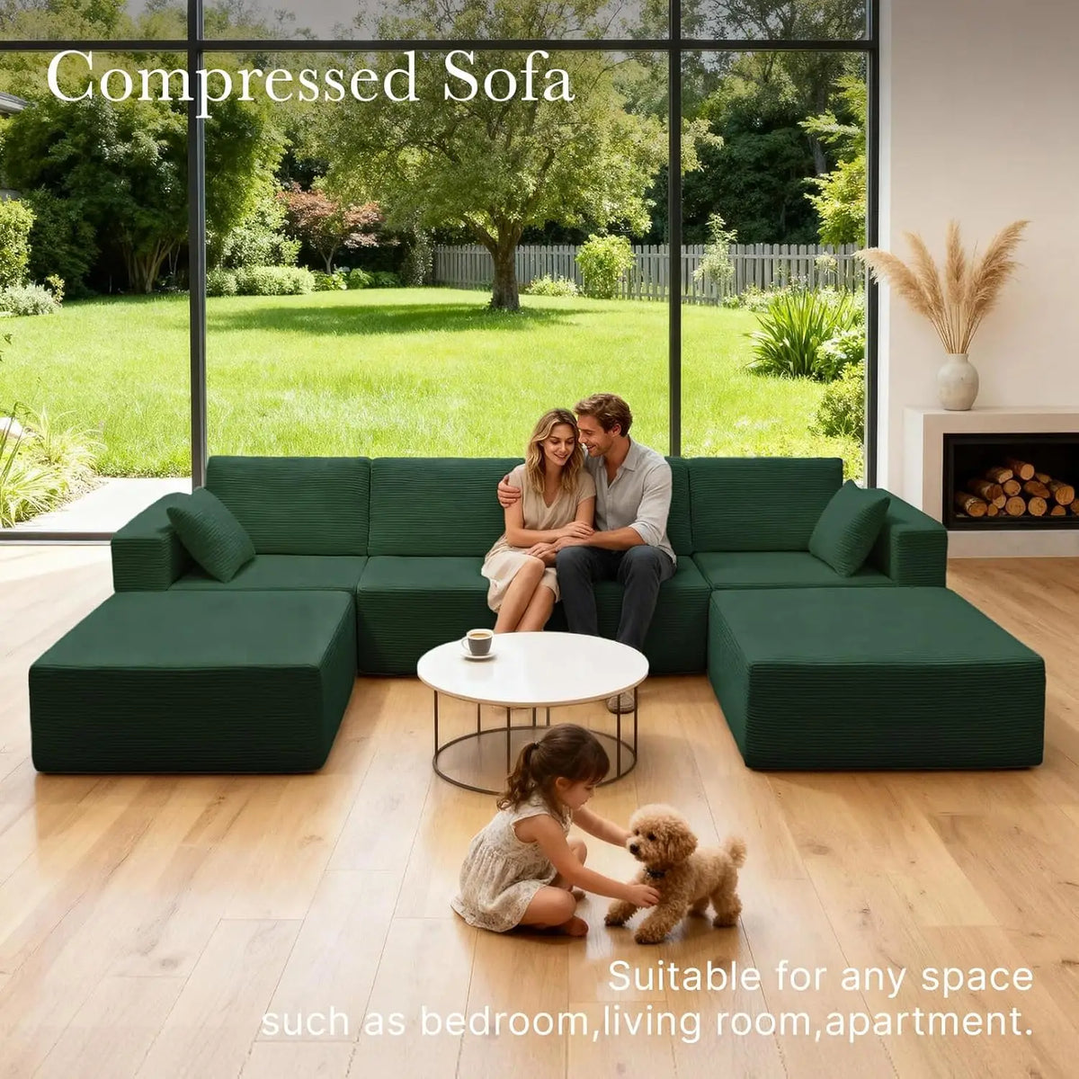 137" Modular Sofa Cloud Couch Sectional Sofa, U-Shaped Sofa with Chaise, Boneless No Assembly Required, Plush, Customized - Kimlud