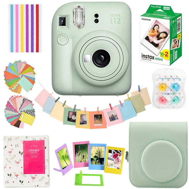 Genuine Fujifilm Instax Mini 12 Instant Camera With 20 Sheets Mini Film Paper Camera Shoulder Strap Bag Accessories Gift Suit - Kimlud