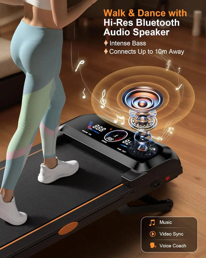3.5HP Walking Pad Treadmill with 17% Auto Incline 12-Level,450 lbs RGB UI Screen,3 in 1 Under Desk Treadmill with Auto Incline - Kimlud