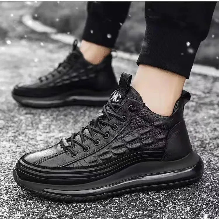 Men's Shoes 2025 Spring and Autumn New Thick Bottom Top Casual Trendy Shoes Crocodile Pattern Fashion Men's Shoes Sports...