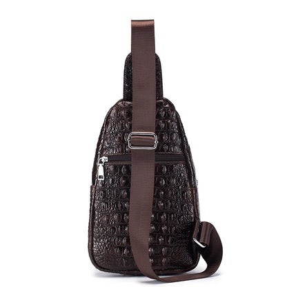 SCHLATUM men's Genuine Leather vintage Crocodile Pattern Chest Bag luxury men crossbody Travel bag multifunction sling bags