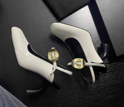New Cross Strap Irregular Heel Roman Sandals European American Brand Runway Show Sexy Black White High-heeled Shoes Size 35-43 - Kimlud