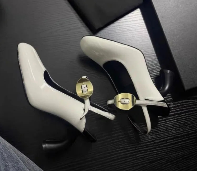 New Cross Strap Irregular Heel Roman Sandals European American Brand Runway Show Sexy Black White High-heeled Shoes Size 35-43 - Kimlud