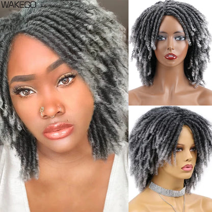 Ombre Short Dreadlock Wigs Blonde Grey Purple 27 30 350 Bug 12 Colors Wig Curly Synthetic Twist Faux Locs Wig Dreads...