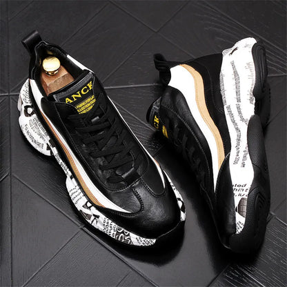 New Fashion Thick Sole Platform Sneakers Men Vulcanize Shoes Man Mixed Color Chunky Shoes Men Trainers Soft Shoes BM1198
