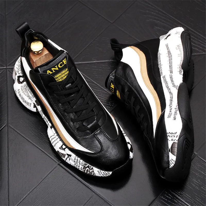 New Fashion Thick Sole Platform Sneakers Men Vulcanize Shoes Man Mixed Color Chunky Shoes Men Trainers Soft Shoes BM1198