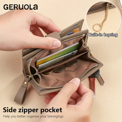 Retro clamshell design minimalist ladies' genuine leather wallet Essential for fashion-forward travel Multiple security...