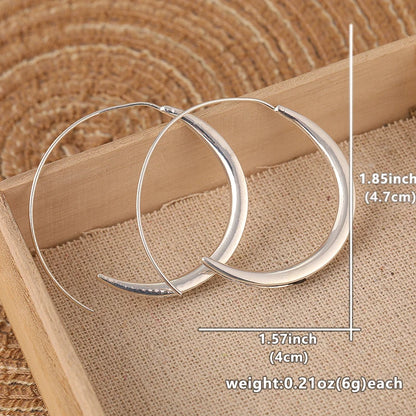 Fashion Concise Design Silvery Plated Hoop Earrings for Women's Vintage Party Vacation Jewelry Accessories Perfect...