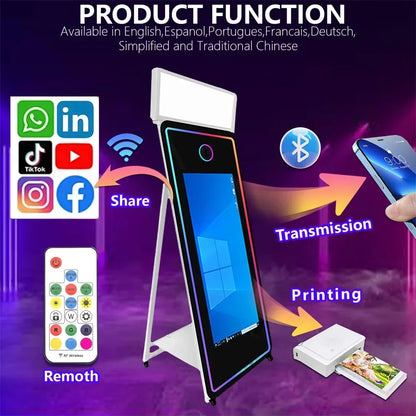 Photo Booth 70inch Magic Mirror Photo Booth with 43inch Touch Screen Magic Photo Booth Flight Case For Wedding Party...
