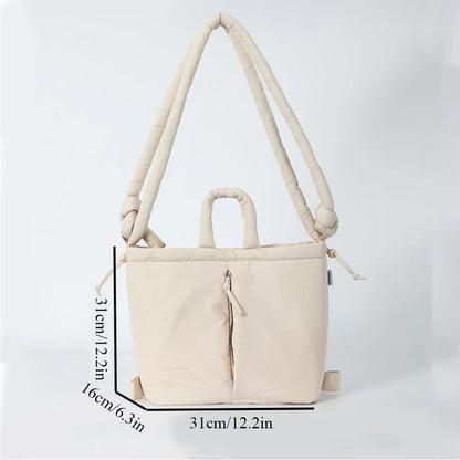 Puffer Backpack For Women Handbag With Top Handle Shoulder Bag Soft Lightweight Drawstring Puffy Tote Carry On Bag