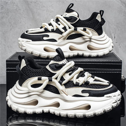 Men's Spring Retro Rascal Handsome Fashion Casual Versatile Height Increasing Thick Bottom Outdoor Sports Running Shoes