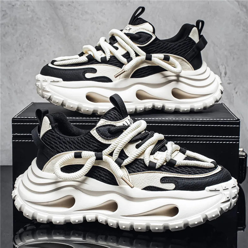 Men's Spring Retro Rascal Handsome Fashion Casual Versatile Height Increasing Thick Bottom Outdoor Sports Running Shoes
