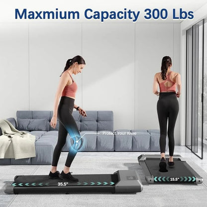 300lbs Treadmill for Home 2.5HP Treadmills Walking Pad LCD Digital Data Display 2in1 Walking Running Fitness Exercise Machine - Kimlud