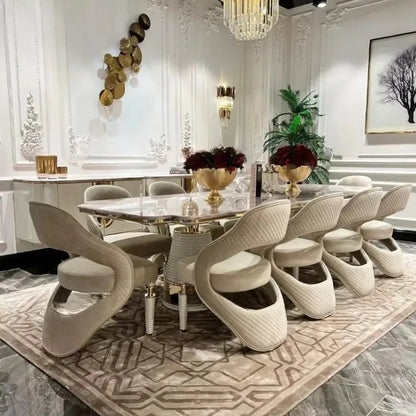 Dining Room Furniture High End Villa Dining Table Sets with 8 10 Chairs Marble Top Dining Table - Kimlud