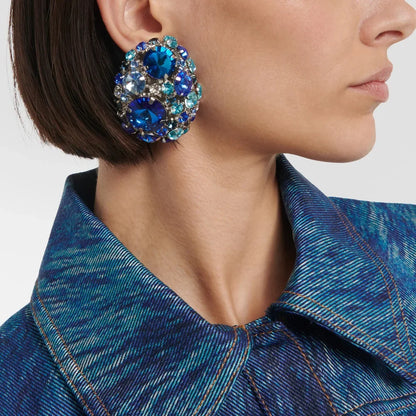 Round Crystal Ear Clip Earrings No Piercing Jewelry Free Shipping Christmas Gift Colorful Rhinestone Clip Earrings for...
