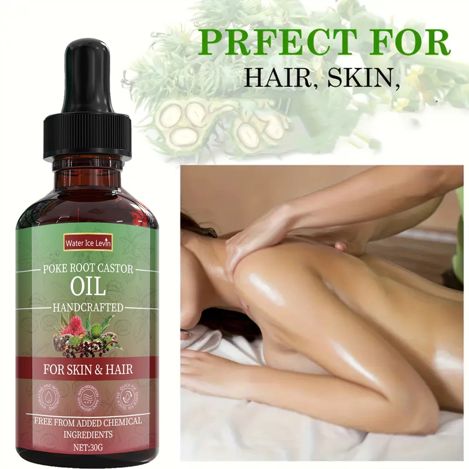 Poke Root Castor Oil for Skin & Hair - Natural Handcrafted Blend, Deep Moisture, Winter Nourishment, Chemical-Free...