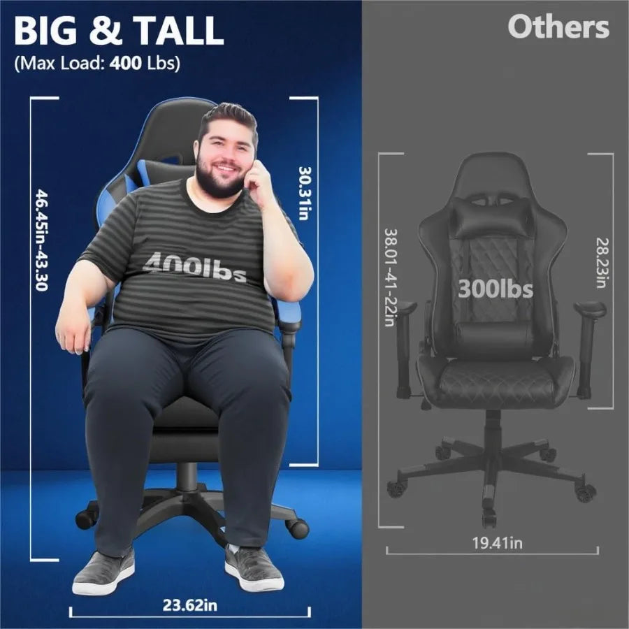 HighBack Gaming Chair with Builtin Bluetooth Speakers and Ambient LED Lights for Immersive Entertainment Adjustable 3D Armrests