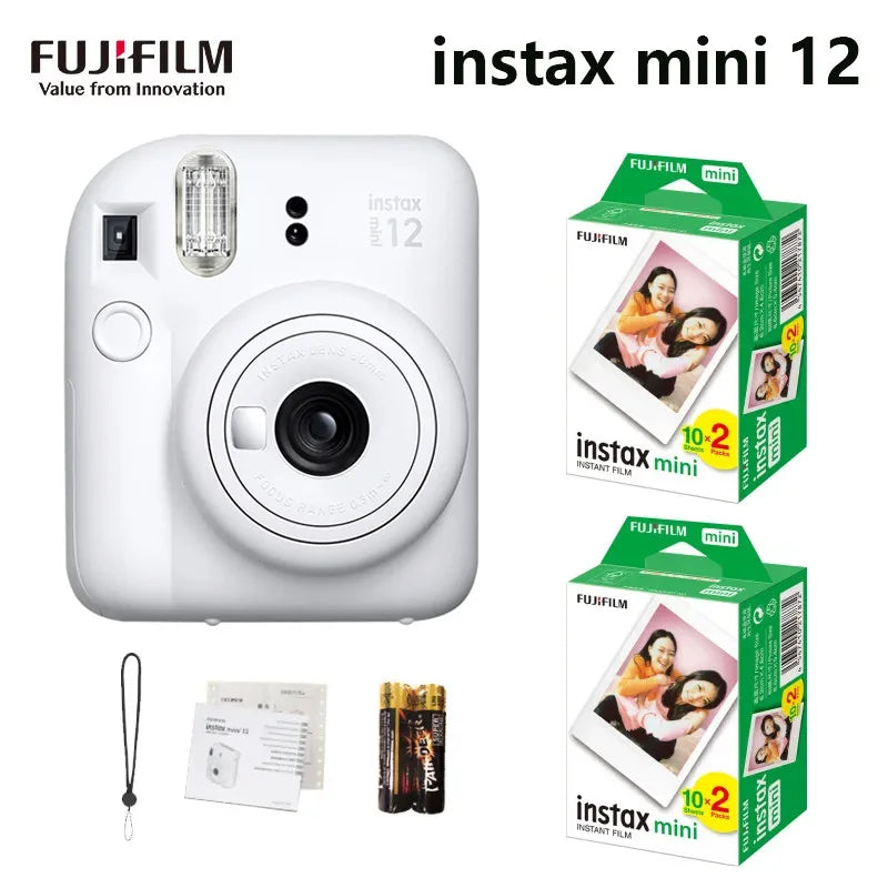 Genuine Fujifilm Instax Mini 12 Instant Camera With 20 Sheets Mini Film Paper Camera Shoulder Strap Bag Accessories Gift Suit - Kimlud