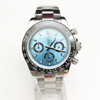 20 color Business 39mm Quartz Watch Men's Timing Sapphire Crystal VK63 Movement Calendar Luminous Blue Dial Stainless Steel Stra