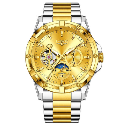 LIGE New Tourbillon Automatic Watches For Men Fashion Business Watch Men Luxury Sports Waterproof Men's Mechanical Wristwatch