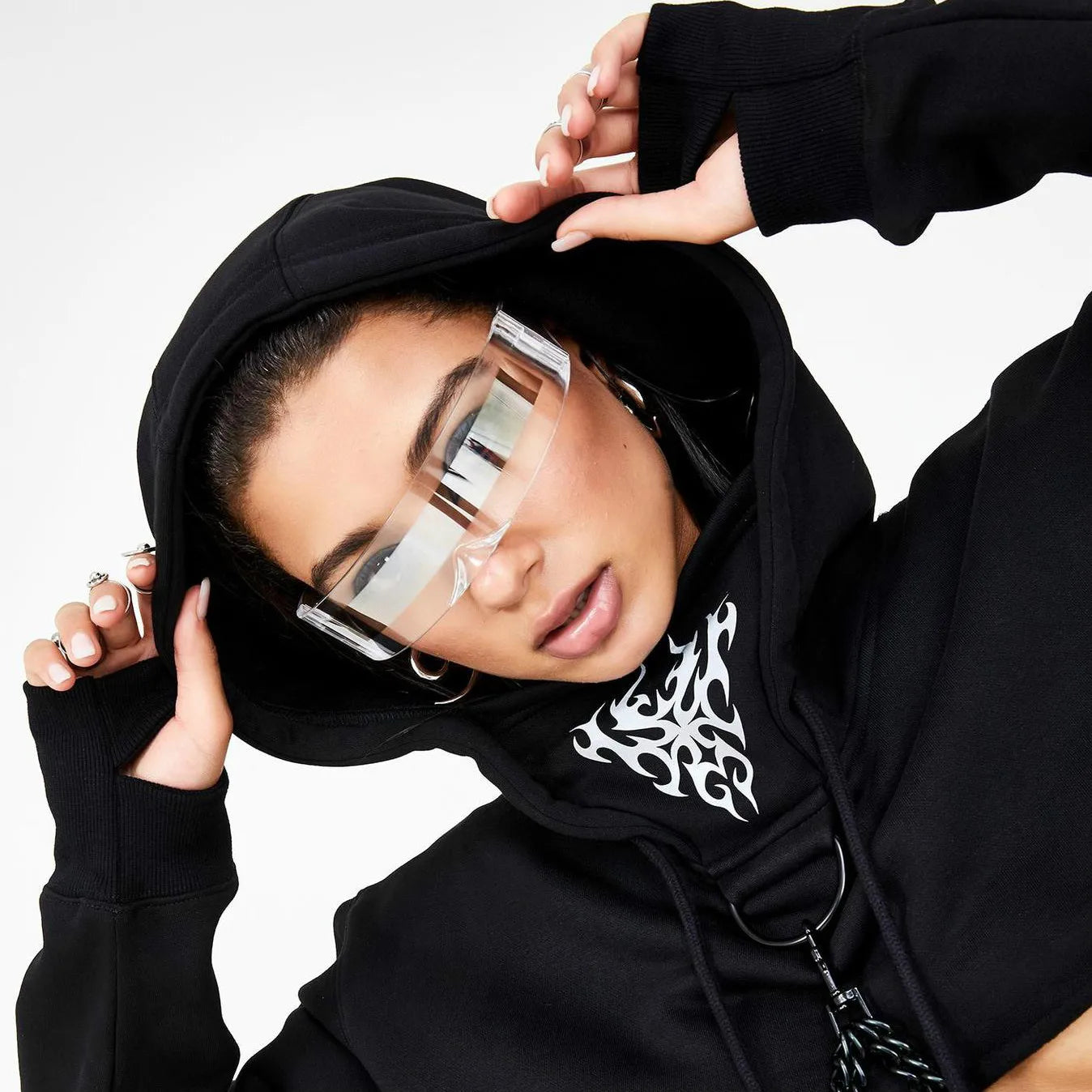 New Arrival Y2k women Sunglasses Laser Eyeglasses technological sense Mirrored Lens Eyewear Glasses integrated Men sun...