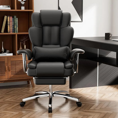 Warmiehomy 500LBS Heavy Duty Office Chair - PU Leather Big and Tall Executive Chair with Footrest, Ergonomic Reclining Computer