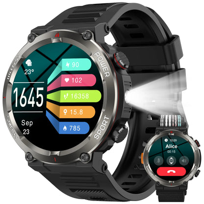 Blackview W50 Pro Waterproof Smart Watch with LED Flashlight 960mAh Battery Life Bluetooth Call Outdoor Watches for Man Woman