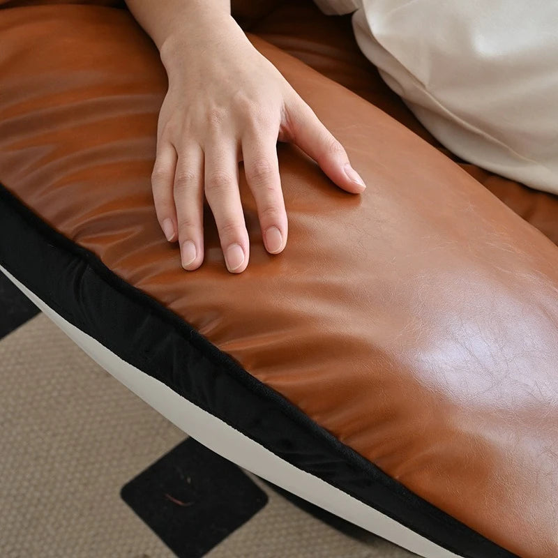 Oil wax leather single sofa chair living room balcony leather casual lazy can lie down