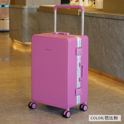 Travel Suitcase Aluminium Frame Wide Trolley Luggage Female Large Capacity Mute Universal Wheel Password Box Carry on...