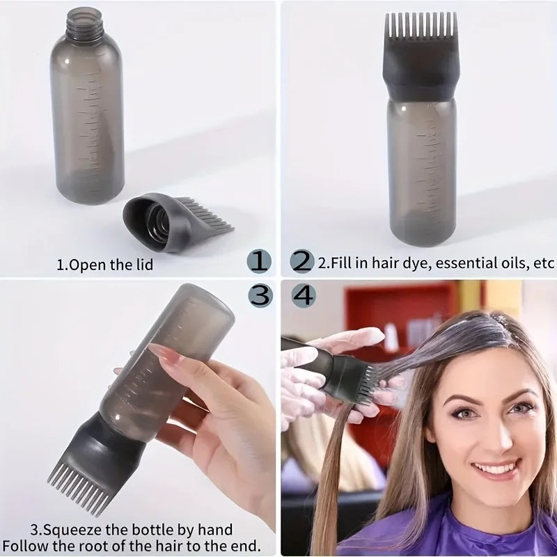 3pcs Silicone Shampoo Brush Scalp Massage Comb Hair Dye Tint Oil Applicator Bottle with Brush Barber Salon Hair Styling...