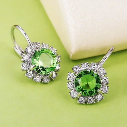 Fashionable Banquet Elegant Emerald Cubic Zirconia Earrings, High-end Inlaid Wedding Style Swaying Jewelry Accessories |...