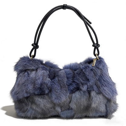 Winter Fox Fur Bag Women's  Bag Fashion  Handbag Ladies Bags Purses Women Shoulder Bag Real Silver Fox Fur Messenger Bags