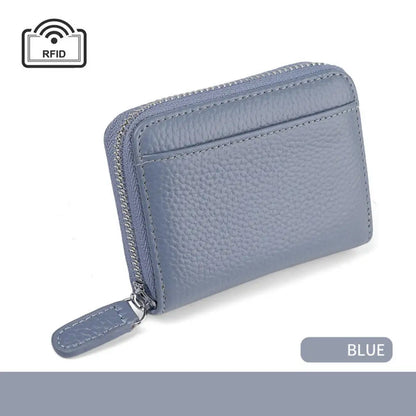Credit Card Holder Wallet Rfid Blocking Slim Genuine Leather Organizer Zipper Pocket Id Card Pouch Case Purse With 20 Card Slots