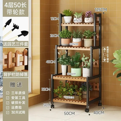 Black Outdoor Plant Shelf Rack Flowers Luxury Universal Square Plant Shelf Rack Tiered Bamboo Bitki Rafları Garden...