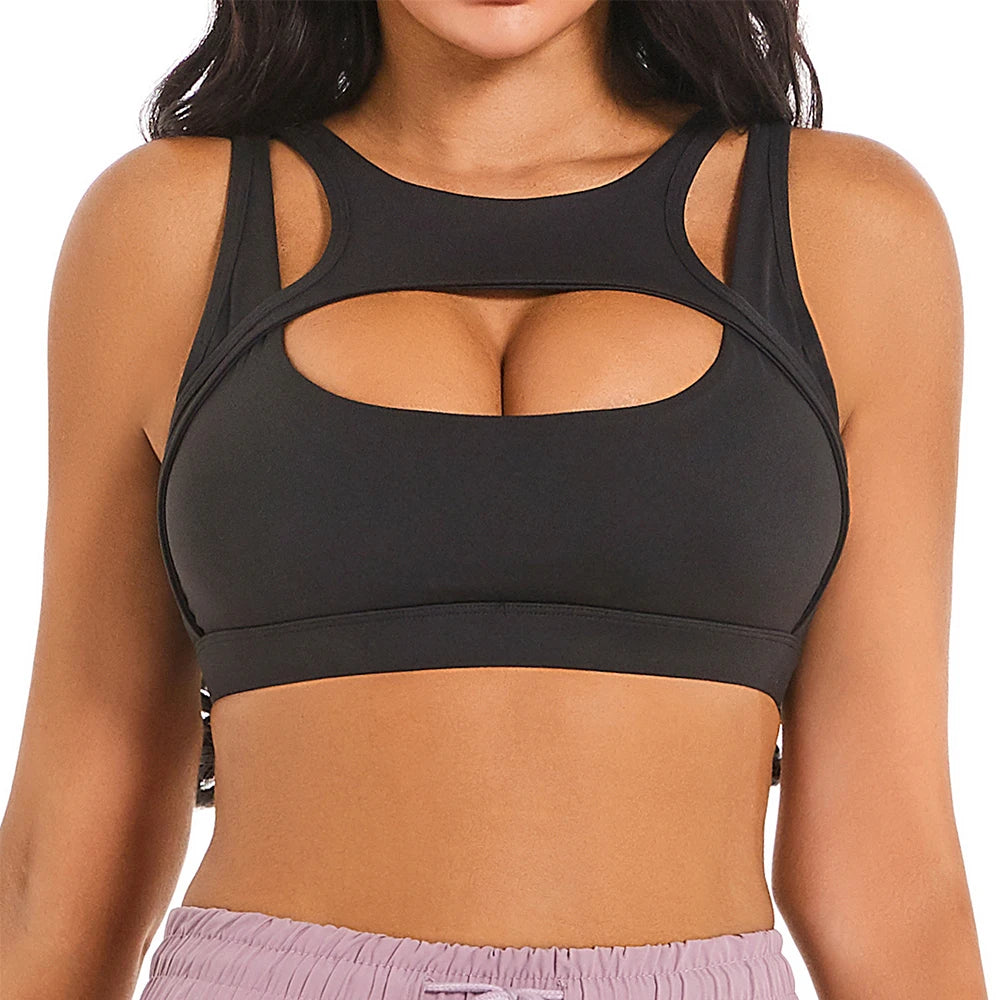 Removable Cups Sports Bra Shockproof Running Fitness Anti-sagging Upper Collection Soft Support High-strength Women's Yoga Vest - Kimlud
