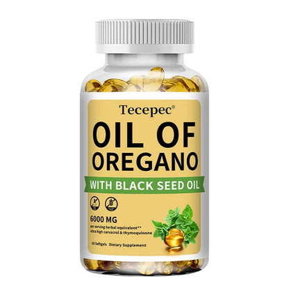 Oil of Oregano with Black Seed Oil, 30/60/120 Capsules– 20:1 Extract - Antioxidant Immune Health Support, Non-GMO...