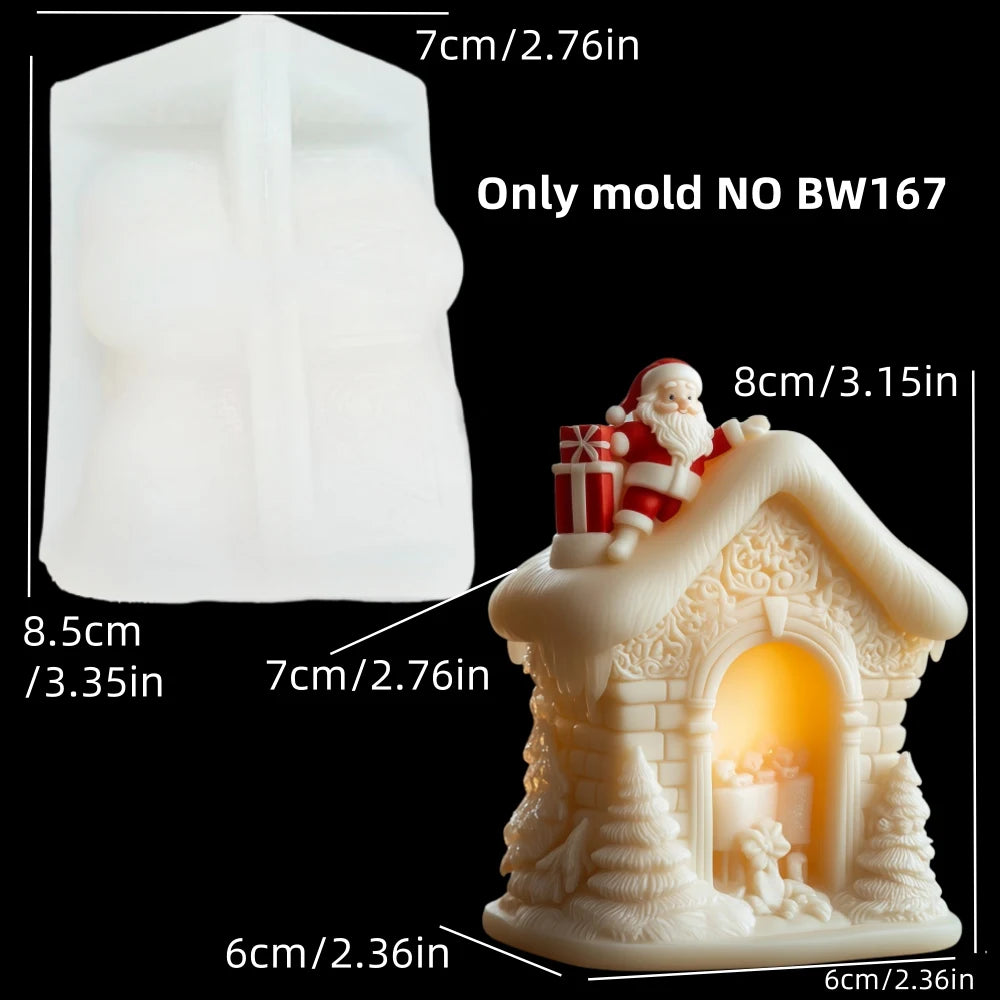 2025 Christmas House Fragrance Candle Silicone Mold Santa Claus Santa Claus Knocking On Door Giving Gifts Resin Plaster Molds